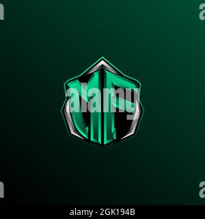 Initial MF logo design, Initial MF logo design with Shield style, Logo for game, esport, community or business. Stock Vector