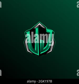 Initial VJ logo design, Initial VJ logo design with Shield style, Logo for game, esport, community or business. Stock Vector