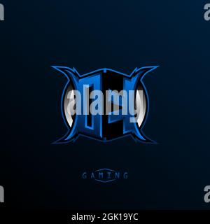 DK Logo ESport Gaming Initial with Blue Light Color design vector ...