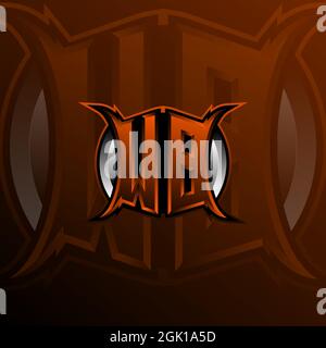 WB Logo Letter Design in Orange Color, Logo for game, esport, initial gaming, community or business. Stock Vector