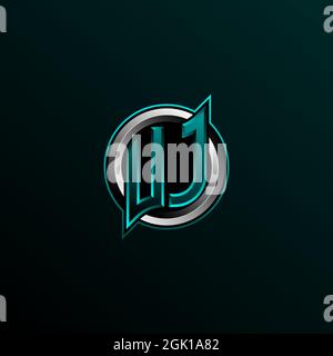 Initial UJ logo design, Initial VJ logo design with Circle style, Logo for game, esport, community or business. Stock Vector