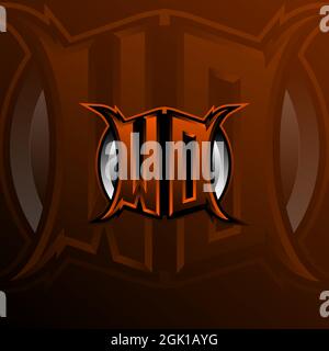 WD Logo Letter Design in Orange Color, Logo for game, esport, initial gaming, community or business. Stock Vector