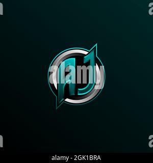 Initial AJ logo design, Initial AJ logo design with Circle style, Logo for game, esport, community or business. Stock Vector