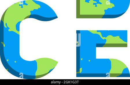 Initial CE logo design with World Map style, Logo business branding. Stock Vector