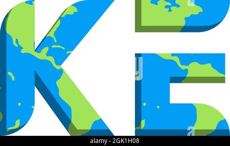 Initial KE logo design with World Map style, Logo business branding. Stock Vector