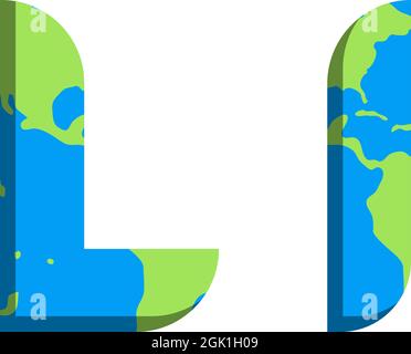 Initial LI logo design with World Map style, Logo business branding. Stock Vector