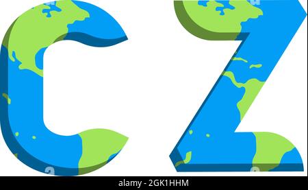 Initial CZ logo design with World Map style, Logo business branding. Stock Vector