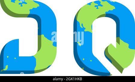 Initial DQ logo design with World Map style, Logo business branding. Stock Vector