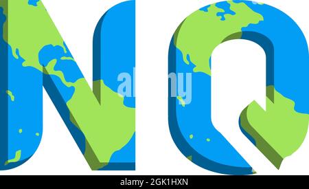 Initial NQ logo design with World Map style, Logo business branding. Stock Vector