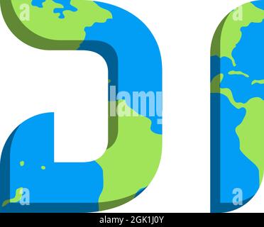 Initial DI logo design with World Map style, Logo business branding. Stock Vector