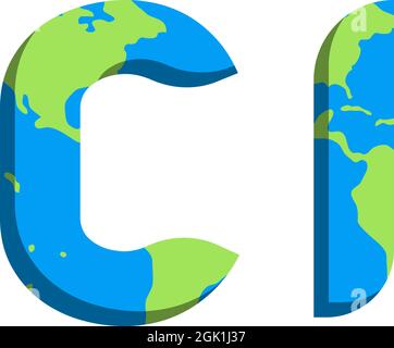 Initial CI logo design with World Map style, Logo business branding. Stock Vector