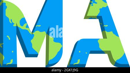 Initial MA logo design with World Map style, Logo business branding. Stock Vector