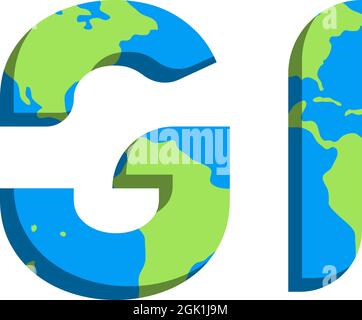 Initial GI logo design with World Map style, Logo business branding. Stock Vector