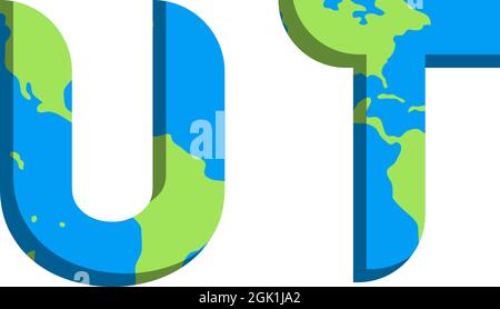 Initial UT logo design with World Map style, Logo business branding. Stock Vector