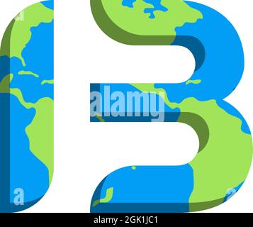 Initial IB logo design with World Map style, Logo business branding. Stock Vector