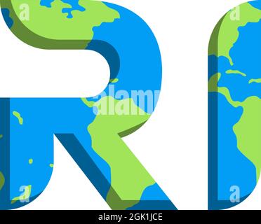 Initial RI logo design with World Map style, Logo business branding. Stock Vector