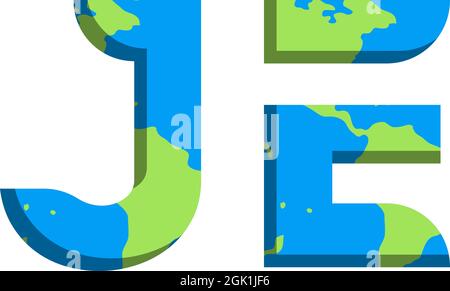 Initial JE logo design with World Map style, Logo business branding. Stock Vector