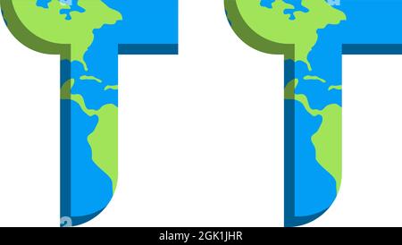 Initial TT logo design with World Map style, Logo business branding. Stock Vector