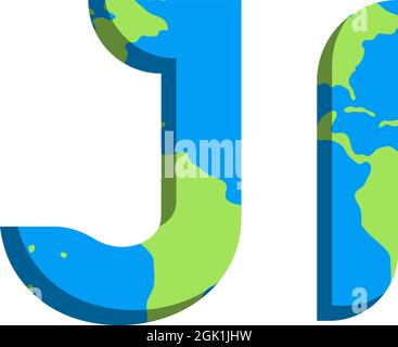 Initial JI logo design with World Map style, Logo business branding. Stock Vector