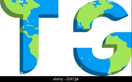 Initial TG logo design with World Map style, Logo business branding. Stock Vector