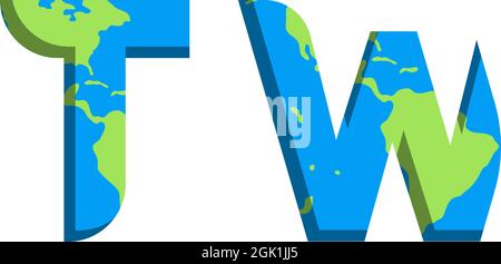 Initial TW logo design with World Map style, Logo business branding. Stock Vector