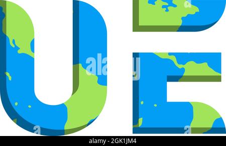 Initial UE logo design with World Map style, Logo business branding. Stock Vector