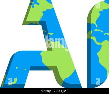 Initial AI logo design with World Map style, Logo business branding. Stock Vector