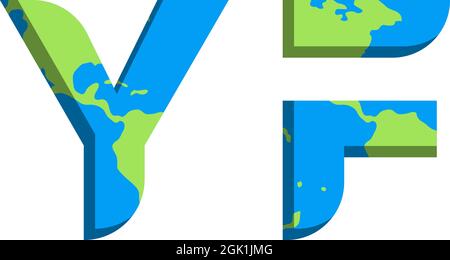 Initial YF logo design with World Map style, Logo business branding. Stock Vector