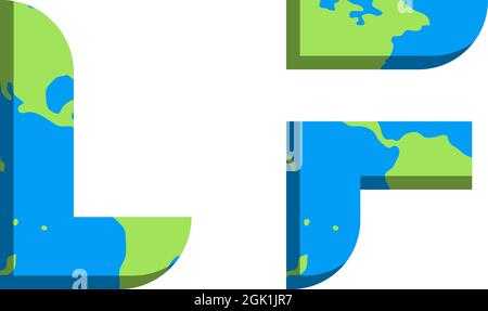 Initial LF logo design with World Map style, Logo business branding. Stock Vector