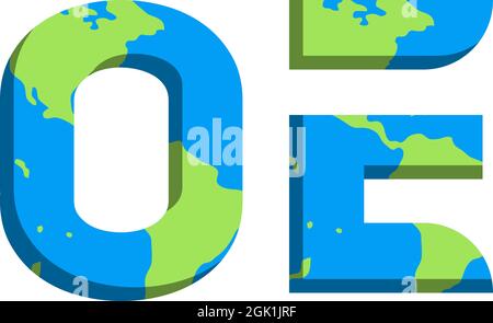 Initial OE logo design with World Map style, Logo business branding. Stock Vector