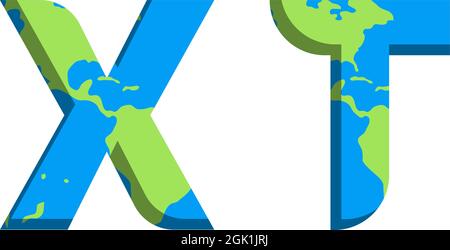 Initial XT logo design with World Map style, Logo business branding. Stock Vector