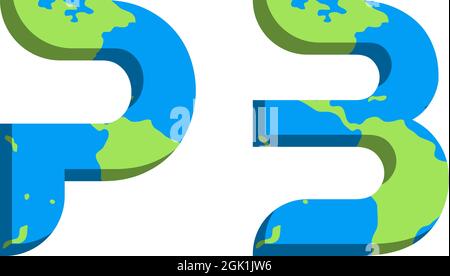 Initial PB logo design with World Map style, Logo business branding. Stock Vector