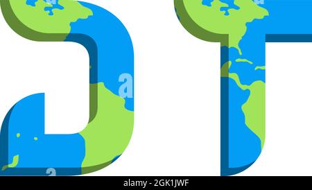 Initial DT logo design with World Map style, Logo business branding. Stock Vector