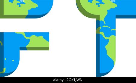 Initial FT logo design with World Map style, Logo business branding. Stock Vector