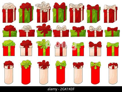 Set of Christmas presents in hand draw style. Collection of cute vector illustrations for your design Stock Vector