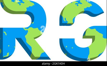 Initial RG logo design with World Map style, Logo business branding. Stock Vector