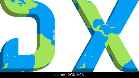 Initial DX logo design with World Map style, Logo business branding. Stock Vector