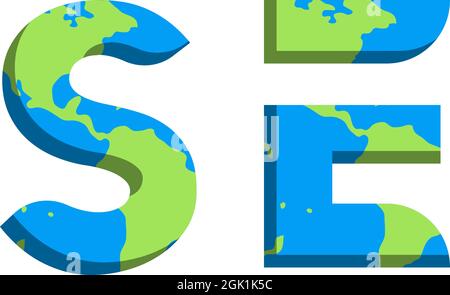Initial SE logo design with World Map style, Logo business branding. Stock Vector