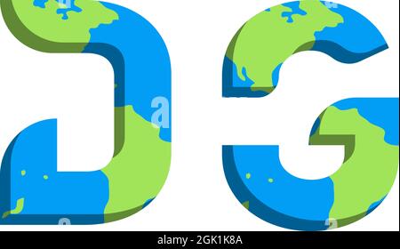 Initial DG logo design with World Map style, Logo business branding. Stock Vector