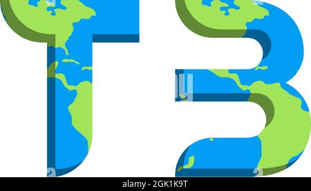 Initial TB logo design with World Map style, Logo business branding. Stock Vector