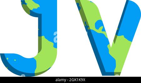 Initial JV logo design with World Map style, Logo business branding. Stock Vector