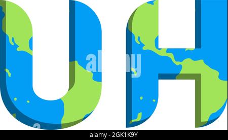Initial UH logo design with World Map style, Logo business branding. Stock Vector