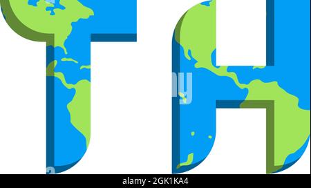 Initial TH logo design with World Map style, Logo business branding. Stock Vector