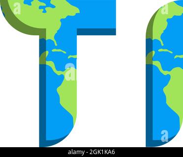 Initial TI logo design with World Map style, Logo business branding. Stock Vector