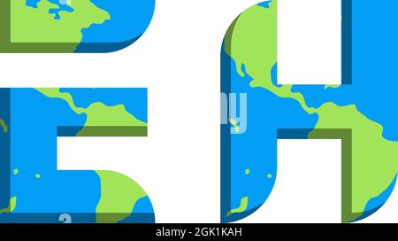 Initial EH logo design with World Map style, Logo business branding. Stock Vector