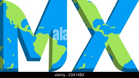 Initial MX logo design with World Map style, Logo business branding. Stock Vector