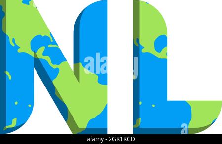 Initial NL logo design with World Map style, Logo business branding. Stock Vector