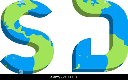 Initial SD logo design with World Map style, Logo business branding. Stock Vector