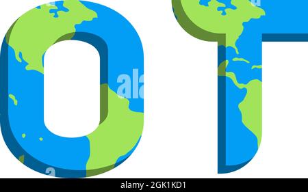 Initial OT logo design with World Map style, Logo business branding. Stock Vector