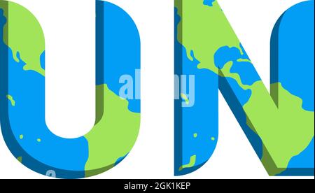 Initial UN logo design with World Map style, Logo business branding. Stock Vector